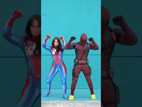 Deadpool and SpiderGirl Dance the night away @Athena_grimes #deadpool #cosplay #deadpoolcostume