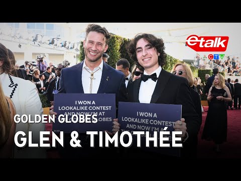 Timothée Chalamet & Glen Powell look-a-like winners walk Golden Globes red carpet