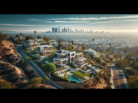 DRIVING Hollywood Hills and The Birds Streets Los Angles California 4k