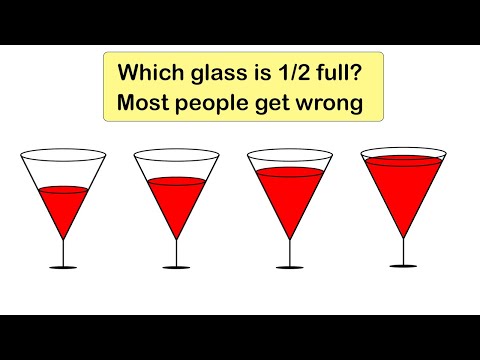 Very few people can solve. Which martini glass is closest to 1/2 full?