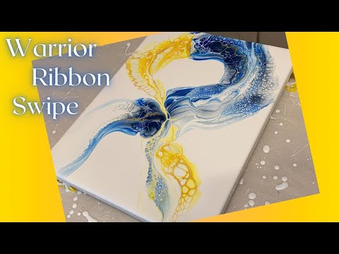 #211 Warrior Ribbon Swipe | Acrylic Pour Painting | Fluid Art Painting | Down Syndrome