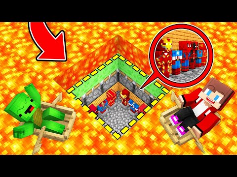 Mikey and JJ Found SUPERHERO Base Under LAVA in Minecraft (Maizen)