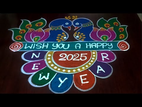 #rangoli #festival 🦚 beautiful 8 dots new year Rangolis #rangoli #newyear #festival #muggulu