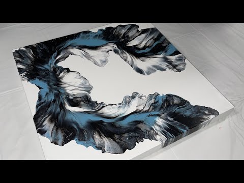 BLACK, WHITE & A POP OF COLOR DUTCH POUR | Pouring From Coast to Coast Collab | Acrylic Pour Demo