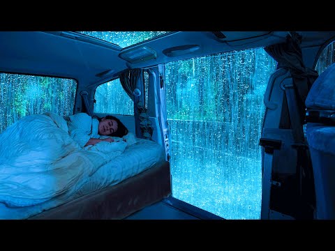 Healing Sleep Within 5 Minutes with Soothing Rain & Gentle Thunder on Window Cozy Car at Night