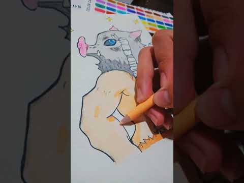 DRAWING INOSUKE HASHIBIRA | WATERCOLOR PAINTING | DEMONSLAYER #SHORTS #WATERCOLOR