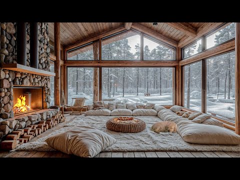 Snowy Escape ASMR | Cozy Fireplace and Winter Sounds for Stress Relief and Peace