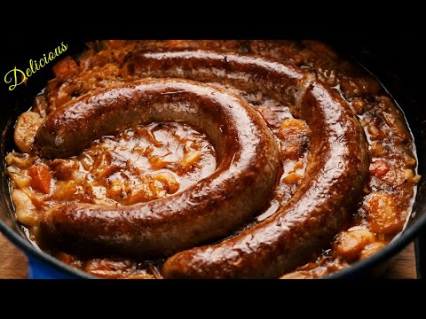 Dutch Oven Sausages, Beans and Sauerkraut! You Need to Try This!