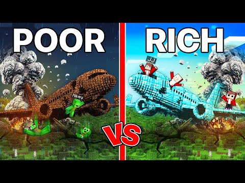 Mikey's Family POOR vs JJ's Family RICH Airplane Crash in Minecraft (Maizen)