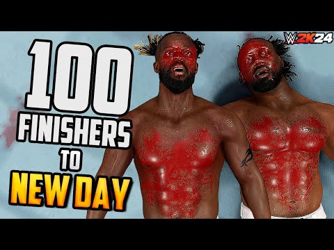 100 Finishers to The New Day (Kofi Kingston and Xavier Woods) in WWE 2K24 !!!