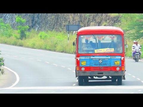 MSRTC BUS BACK TO BACK AT BEAUTIFUL LOCATION