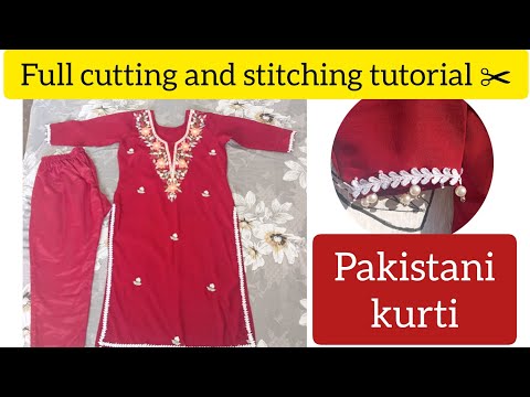 Pakistani kurti cutting and stitching tutorial| simple kurti cutting| kurti cutting #trending #kurti