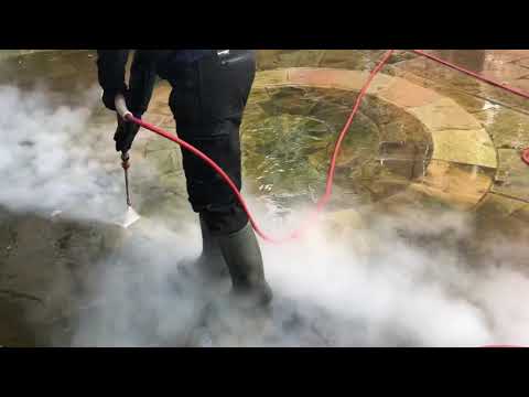 Indian sandstone patio cleaning / patio steam cleaning