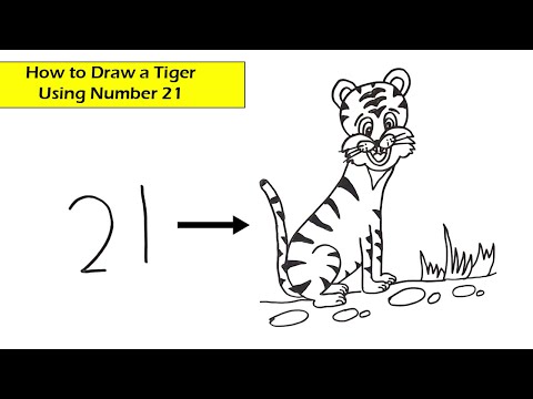 Simple Drawing l l How to Draw a Tiger using number 21 l l Step by Step easy drawing