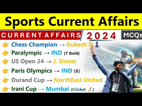 Sports 2024 Current Affairs | Sports Current Affairs 2024 | For SSC CGL MAINS 2025, Railway NTPC |