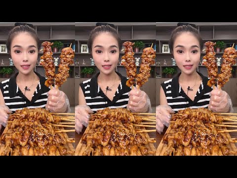 roast chicken skewers mukbang