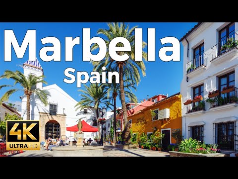 Marbella, Spain Walking Tour (4k Ultra HD 60 fps) - With Captions