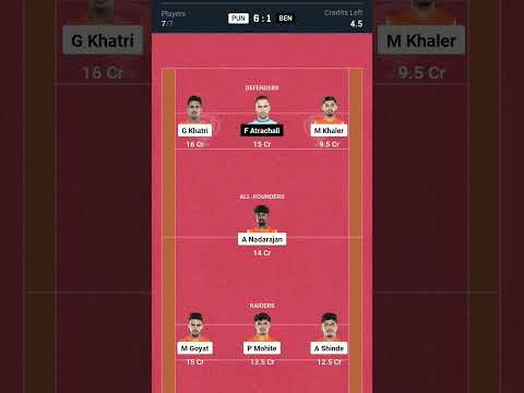 PUN vs BEN Kabbadi Dream11 Prediction today,Kabbadi Dream11 team of today,#kabaddi#shorts#viralreels