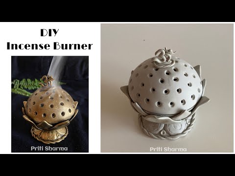 Brass Look-Antique Incense Holder / How To Make Incense Burner with Mouldit Clay @PritiSharma