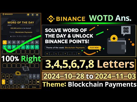 Blockchain Payments WOTD | Binance New WODL Answers Today | All Letters Word of the day