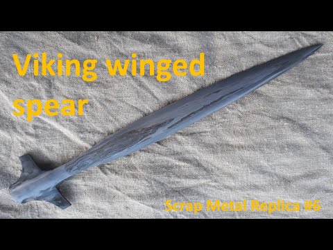 Forging winged Viking spear, blacksmithing.