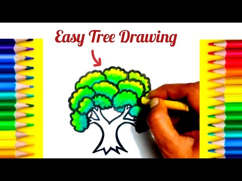 How to draw a Tree  Easy tree drawing for kids #treedrawing ,@lovuart .