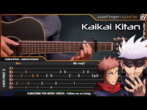 Jujutsu Kaisen OP: Kaikai Kitan 廻廻奇譚 - Eve - Fingerstyle Guitar Cover + TABS Tutorial