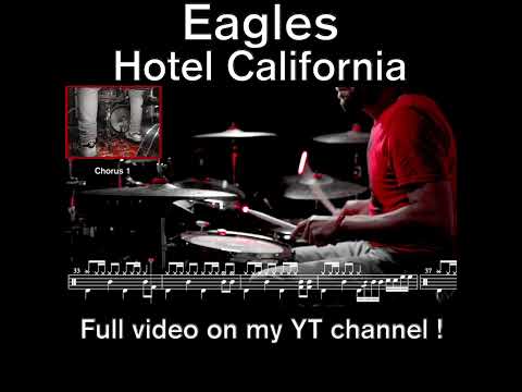 Eagles - Hotel California - Drum cover (with scrolling drum score)