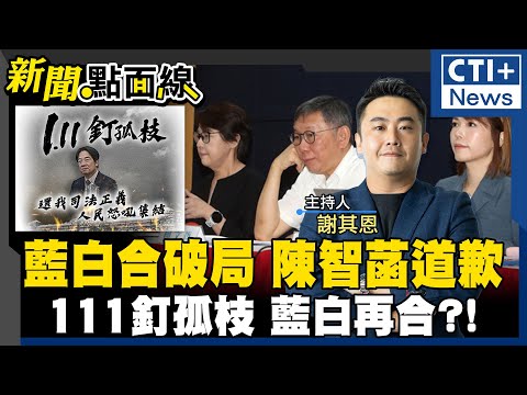 111釘孤枝上街頭! 對抗綠色威權!抗議司法不公! 在野藍白集結人民怒火! 柯文哲壓線提抗告! 藍白合破局陳智菡認錯:對不起?! #新聞點面線 20250110 #ctiplus