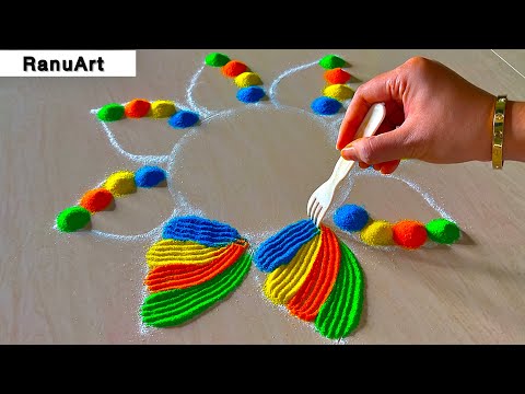 2 Simple Rangoli 🌼 Easy & Beautiful Rangoli for Beginners 🌼 Step-by-Step Guide 🌼RanuArt Rangoli🌼✨