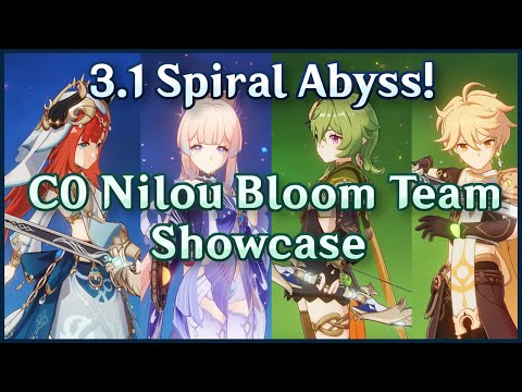 C0 Nilou R5 Favonius Sword Showcase | 3.1 Spiral Abyss Floor 12 | 9 Stars Continuous