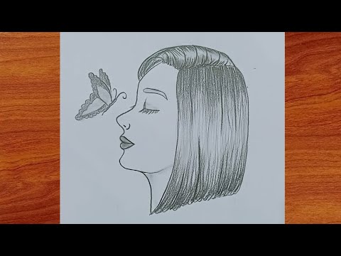 how to draw a girl with butterfly|step by step|#drawpretty #pencilsketch #beautifulart #drawing