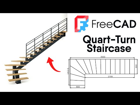 Freecad 1.0 - Quart-Turn Staircase - Tutorial