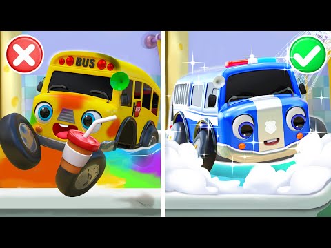 My Bus Won't Take a Bath | Educational Cartoons for Kids | Police Bath Song | Nursery Rhymes & Kids