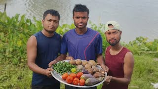 Hot & spicy 🌶️ Potato Brinjal Tomato Mashed Recipe | Assam Village Cooking