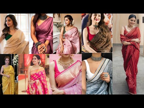 HOW TO STYLE SLEEVELESS BLOUSE WITH SILK SAREES, ELEGANT LOOK SLEEVELESS BLOUSE IDEAS