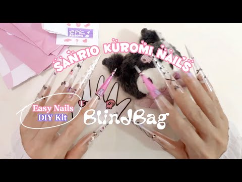 💅 How to make Sanrio Nails *Easy DIY Kit* ✨Popular✨ Kuromi Nails #sanrio #sticker