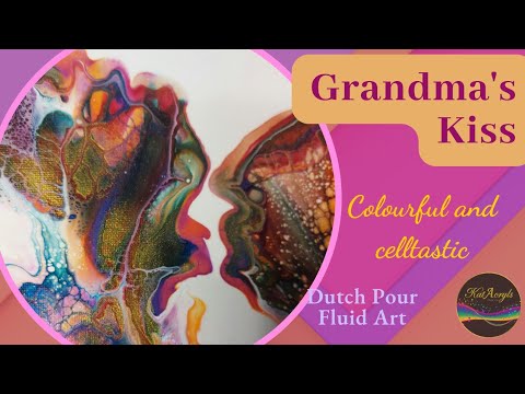 {11} 'Grandma's Kiss' ~ Colourful Dutch Pour ~ Rich colours ~ Cells galore ~ Small canvas 👵🧡💜💛💚❤️