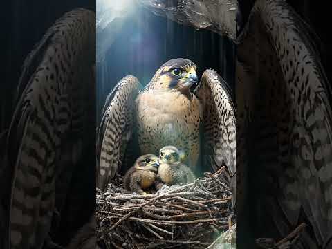 Mother Falcon Shields Her Hatchlings from the Rain | A Stunning Moment of Nature’s Protection ❤️