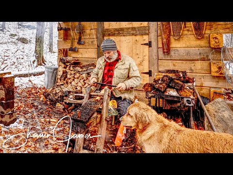 Making Hardwood Dowels in the 1st Snowfall of the Year