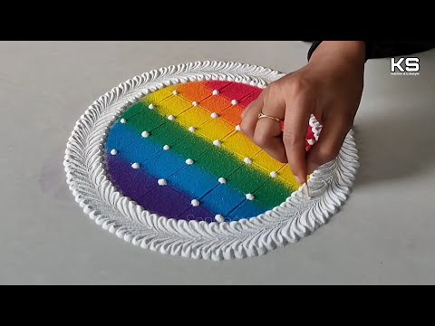 Best rangoli tricks l 3 rangoli for Diwali l satisfying rangoli designs with colours l रंगोली डिजाइन