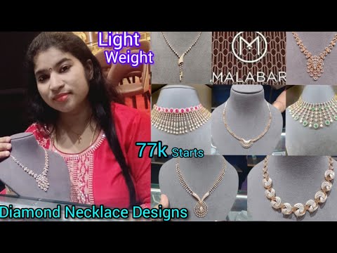 Malabar Diamond Necklace designs with  price starts 77k | Light weight Diamond necklace designs 2024