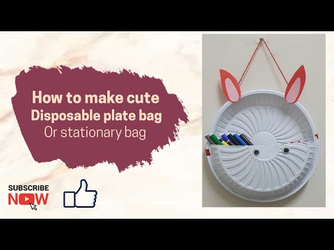 How to make cute Disposable plate holder|stationery bag|DIY Disposable plate |World of Art and craft