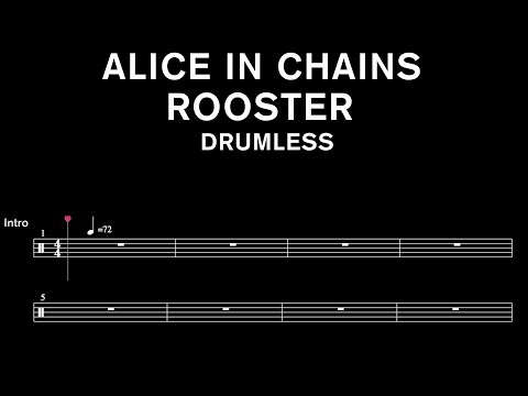 Alice In Chains - Rooster - Drumless (with scrolling drum sheet)