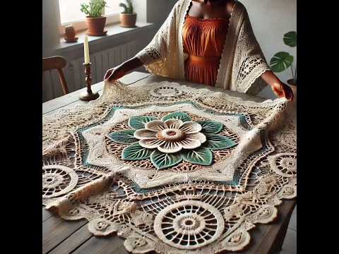 Nice wool tablecloth model #crochet #knitted #design #table cloth