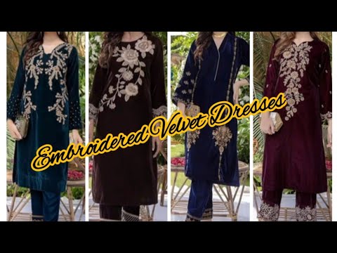 Embroidered Velvet❤️ Dresses||Handmade Velvet dresses for girls||कढ़ाई वाली मखमली पोशाकें|