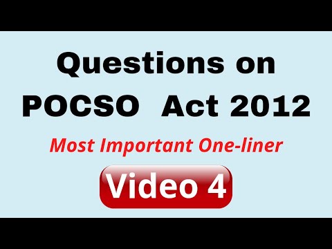 POCSO Act/2012/Objective types/One-liner Questions)Video 4