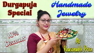 Durgapuja Special Handmade Jewelry for Sale | Fabric Jewelry, Mirror Jewelry at Reasonable Price