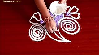 Daily use rangoli 🌺 rangoli kolam🌺 rangoli design 🌺 freehand rangoli 🌺 muggulu 🌺 #rangoli 🌺