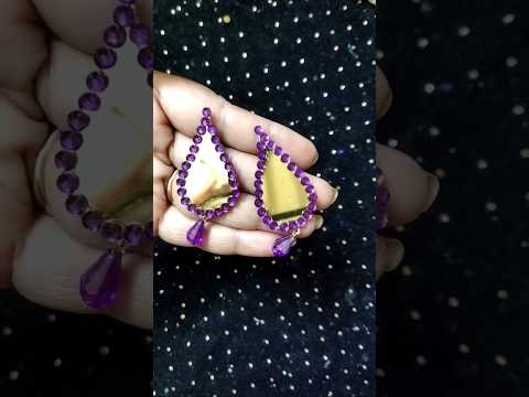 #unique#golden sheet &purple stone earrings making at home #diy#shorts